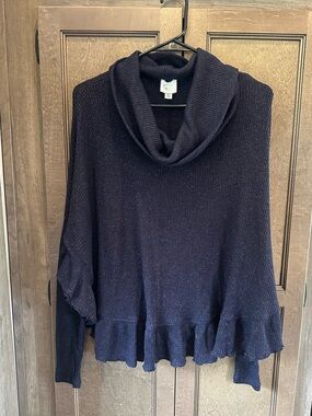 Anthropologie Postmark Orley Metallic Cowl Neck Sweater Size XS/S